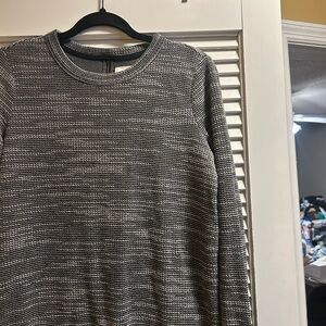 Black and Gray Sweater, back zip detail, Lou + Grey